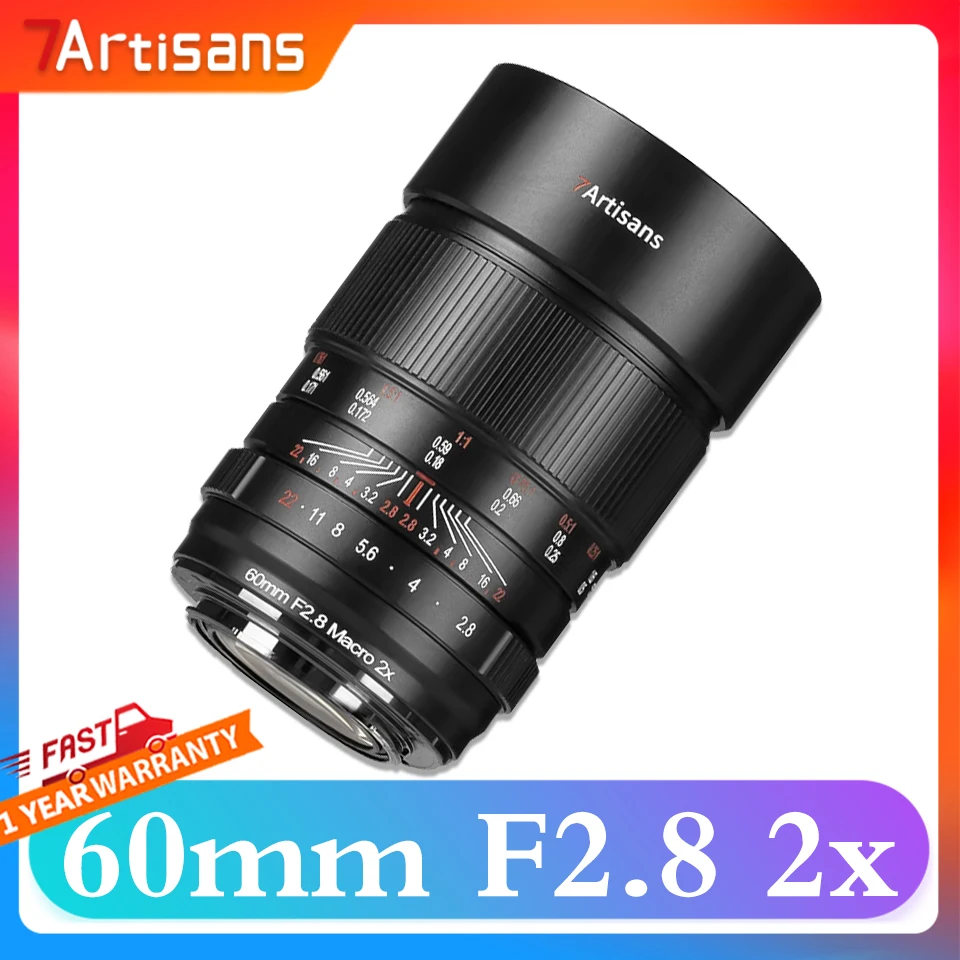 7artisans 60mm f/2.8 Macro 2x Full Frame Large Aperture Camera Prime Lens for Insect Macro Photography with Sony E-mont