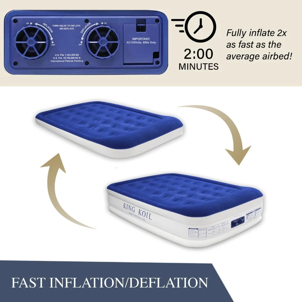 

Luxury Air Mattress Full Size with Built-in Pump for Home, Camping & Guests, 16" Inflatable Airbed Double High Adjustable