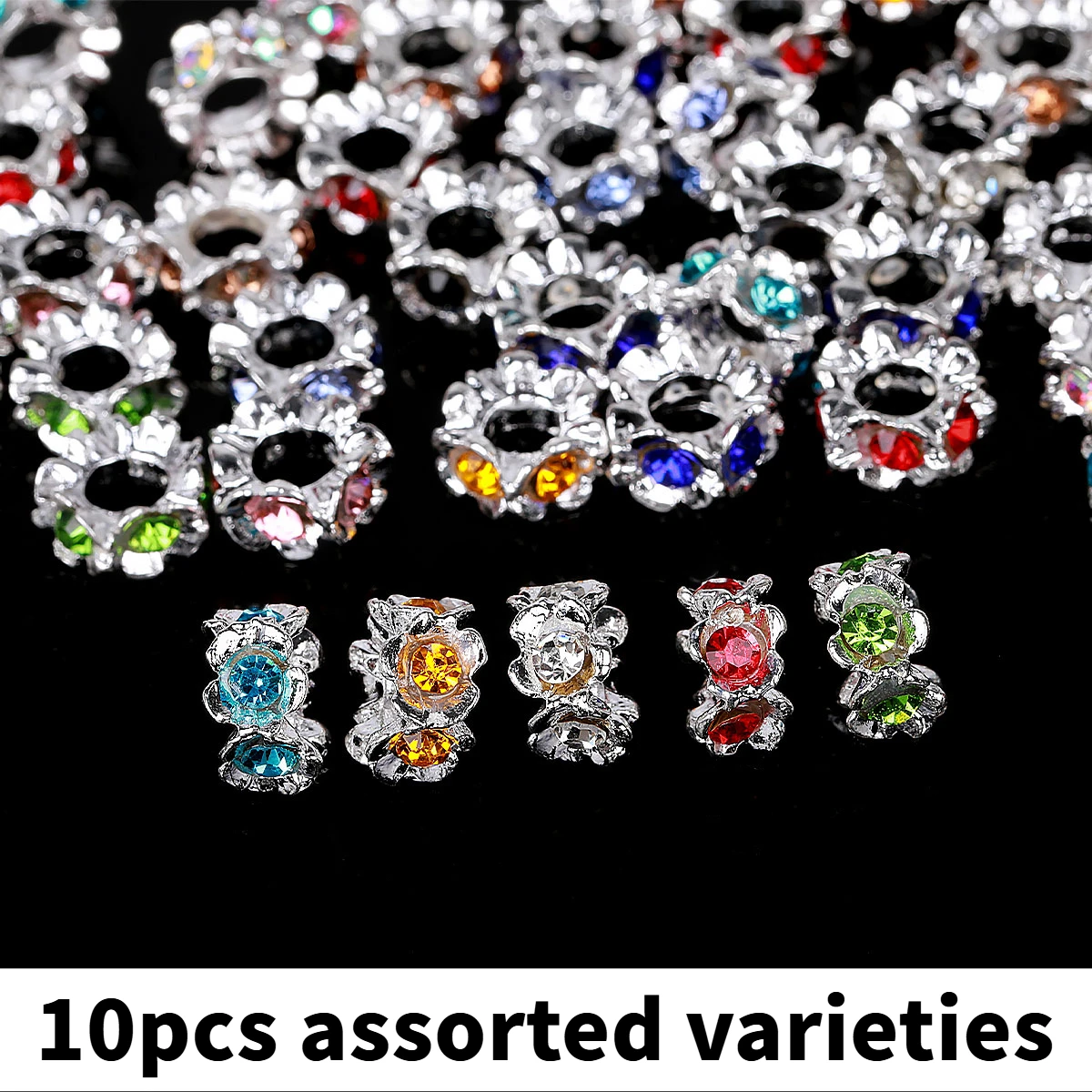 10 Stück verschiedene Sorten Vintage Blumen Spacer Perlen Strass Legierung Perlen DIY handgemachte Handwerk Perlen für Schmuckherstellung