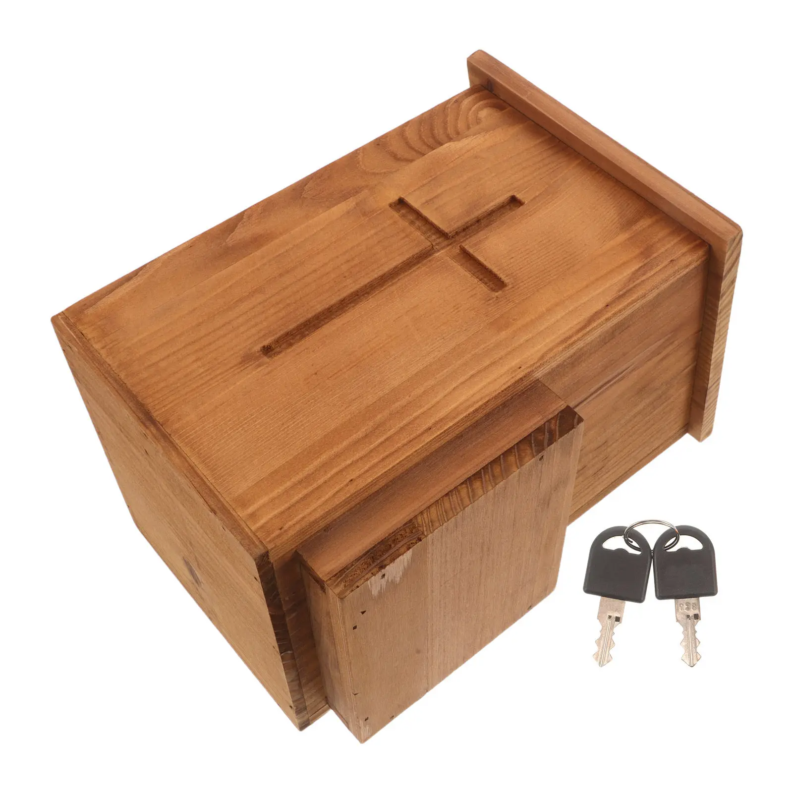 Boîte à dons en bois verrouillable, de table, à grandes fentes, pour collectes de fonds d'église, vote, charité, demandes de prières et suggestions.