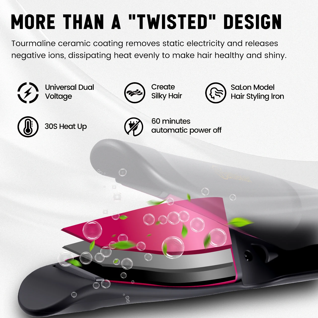 Haetteker Twisted Straightener Curler Multi-Function Two-In-One Hair Styling Tool Straightening Hair Clamp