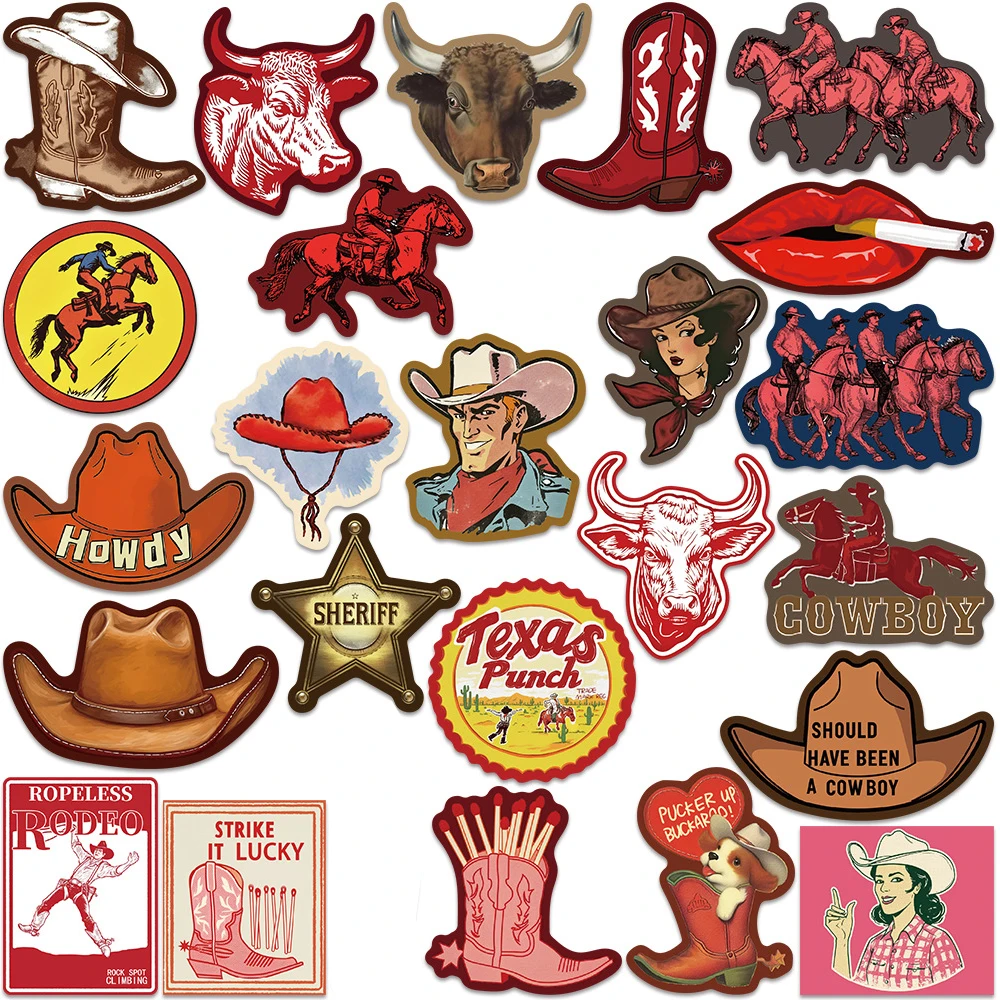 

10/30/50pcs Wild West Cowboy Gothic Graffiti Stickers Graffiti Decoration DIY Phone Skateboard Laptop Classic Cool Decals Pack