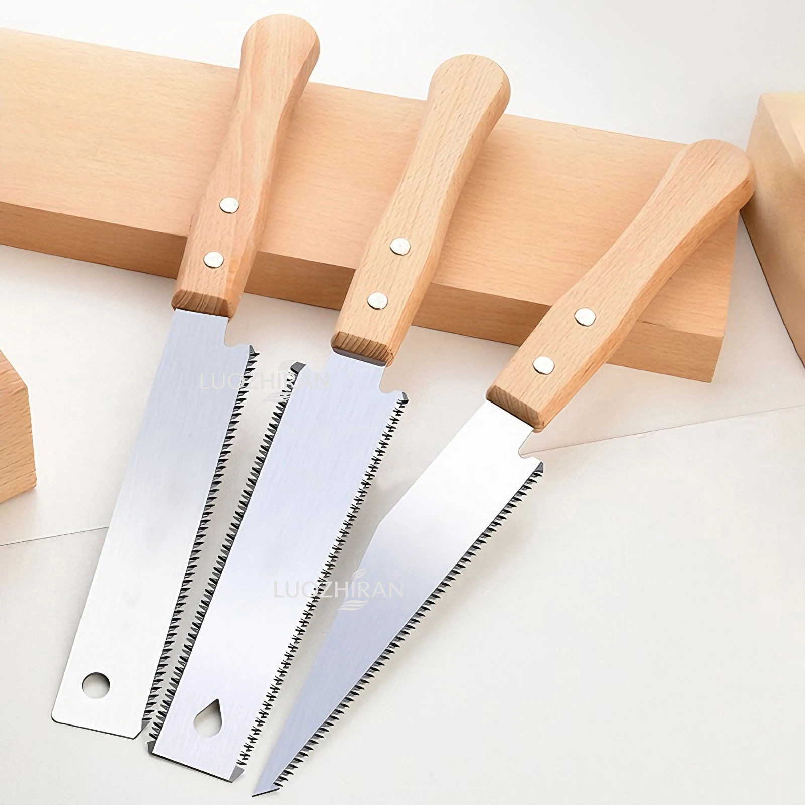 Carpenter Hand Saw Double Edge Saw Blade Triple Grinding Teeth Beech Handle Portable cutter for Woodworking Cutting Hand Tools