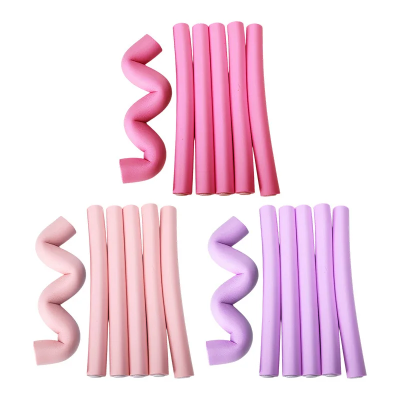 6pcs/set Flexible Sponge Hair Rollers Large Non Heat Twisted Curling Irons Overnight Wands For Fluffy Waves Blowout Hair Curls