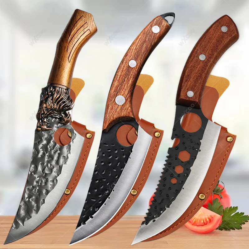 

WXCOO Handmade Forged Kitchen Knife Stainless Steel Butcher Boning Meat Cleaver Fishing Knife Cooking Cutter Utility Knife