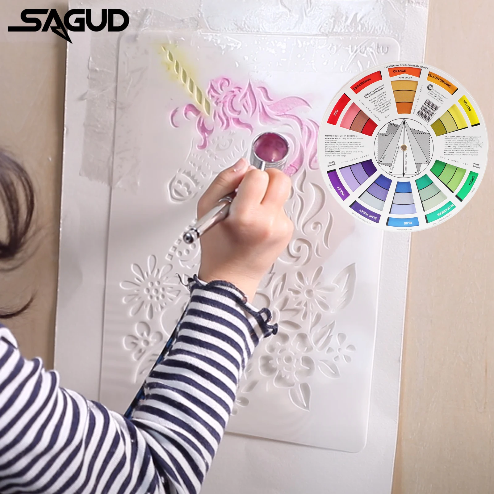 SAGUD 2 Styles Color Wheel Professional 360° Rotating Paper Card Pigment Mini Tool for Nail Tattoo Pigment 24 Color Palette