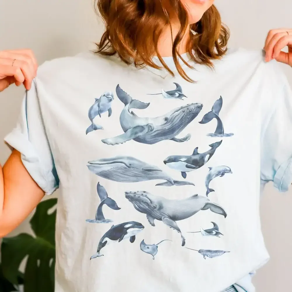 Watercolor Whale Comfort Colors T Shirt For Ocean Lover Conservation Orca Killer Humpback Save The