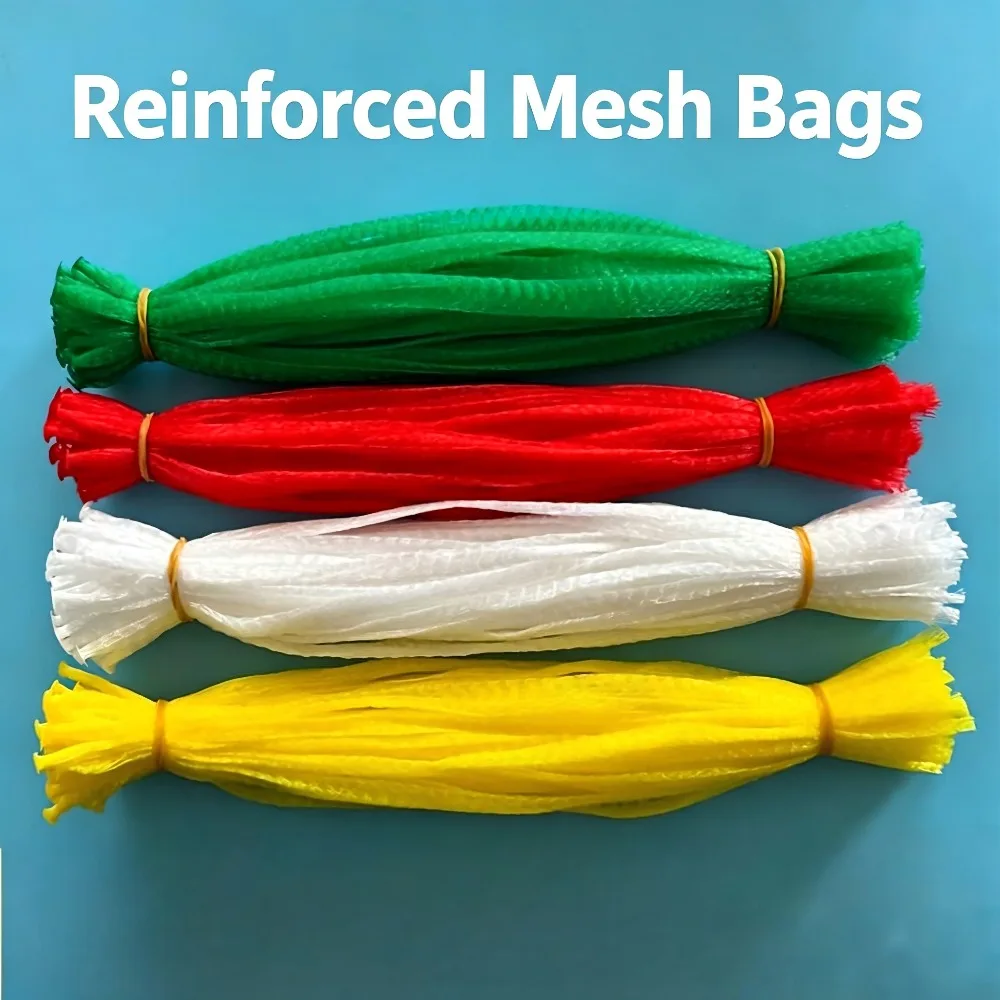 100Pcs Heavy Duty Rigid Plastic Produce Bags - Thickened Grocery Mesh Sacks for Fruits Vegetables Storage