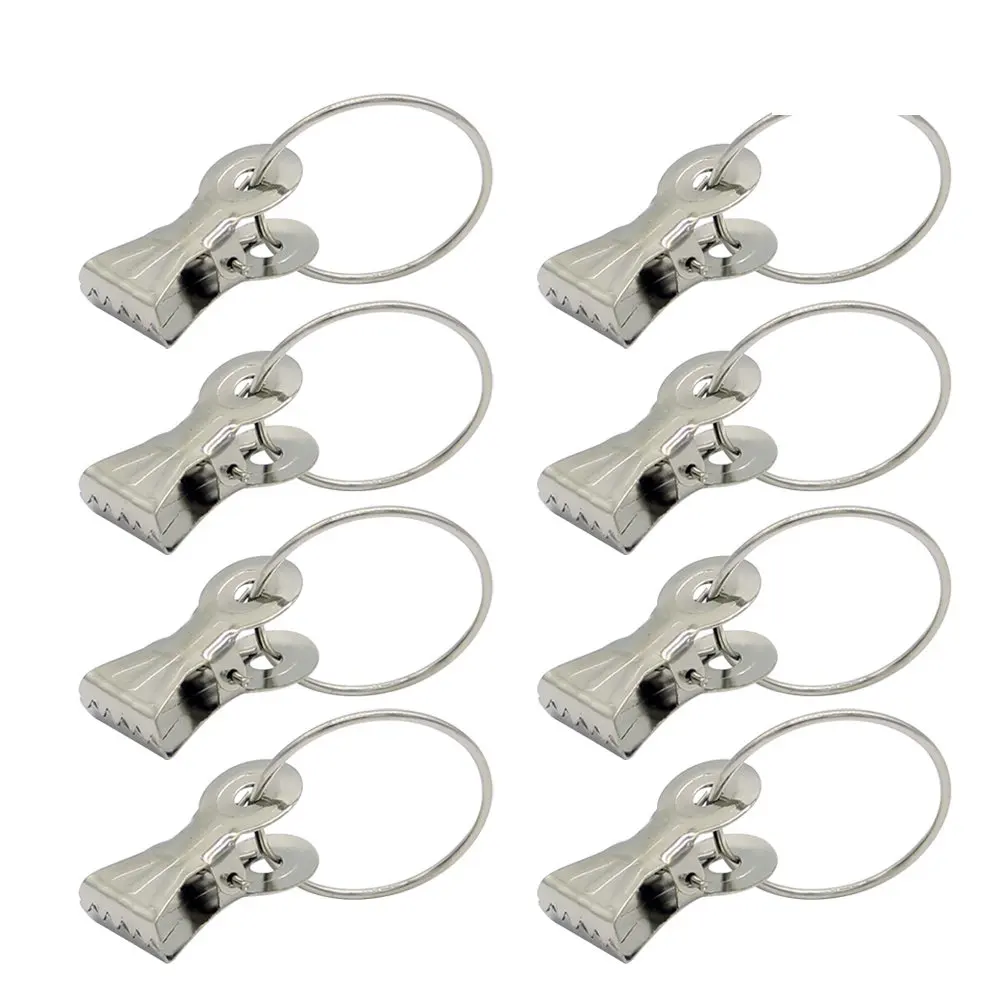 20Pcs Stainless Steel Curtain Ring Clips Thickened Heavy Duty Curtain Pothook for Hanging Curtains Drapery Panels Party