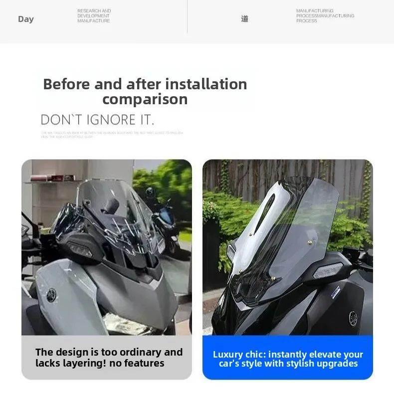 Van toepassing op 2025 Yamaha XMAX 300 Verhoogde voorruit Gemodificeerde voorruit Verdikte voorruitafdekking