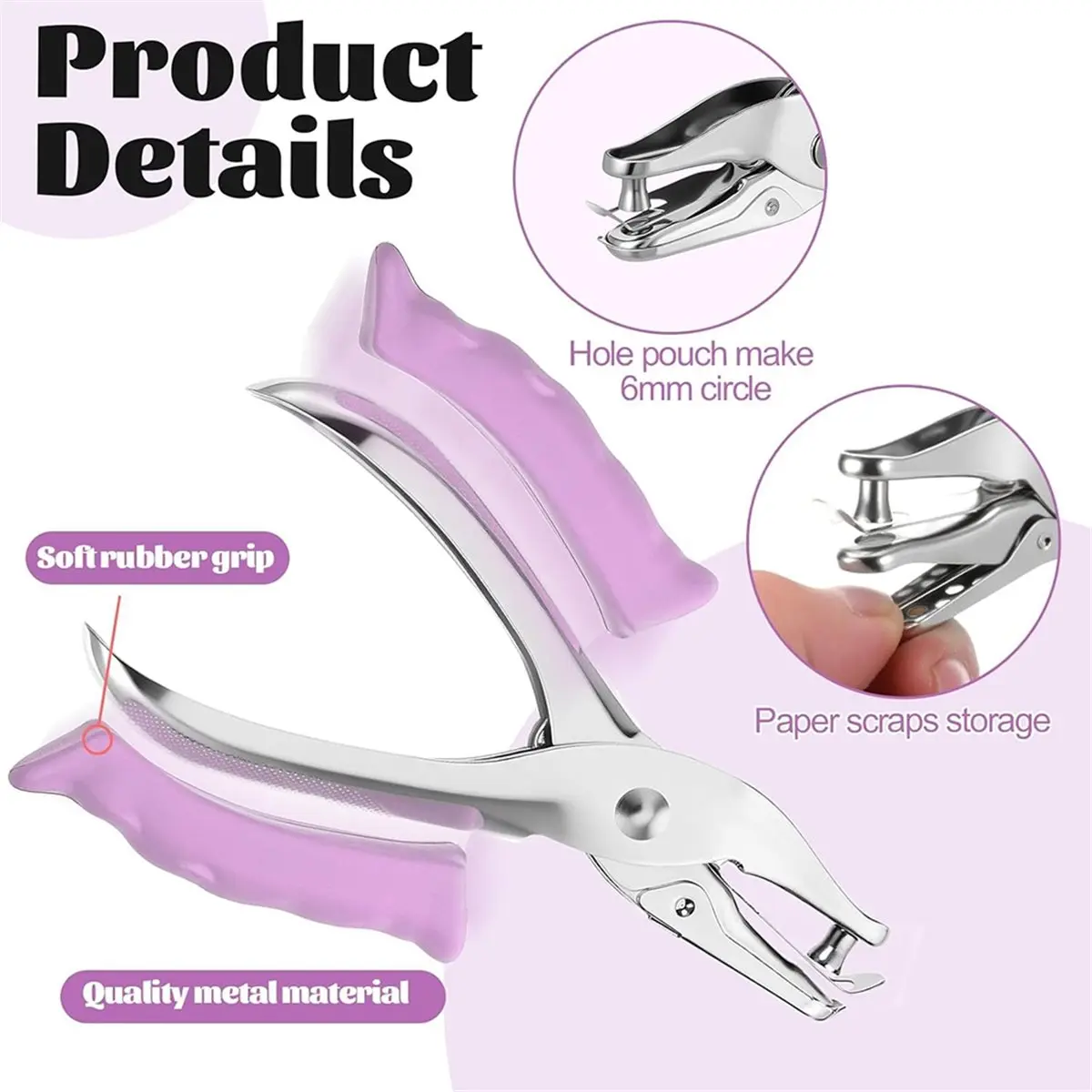 

12-Pack Single Hole Punch, 1/4 Inch Handheld Paper Puncher with Cushion Grip for Crafts