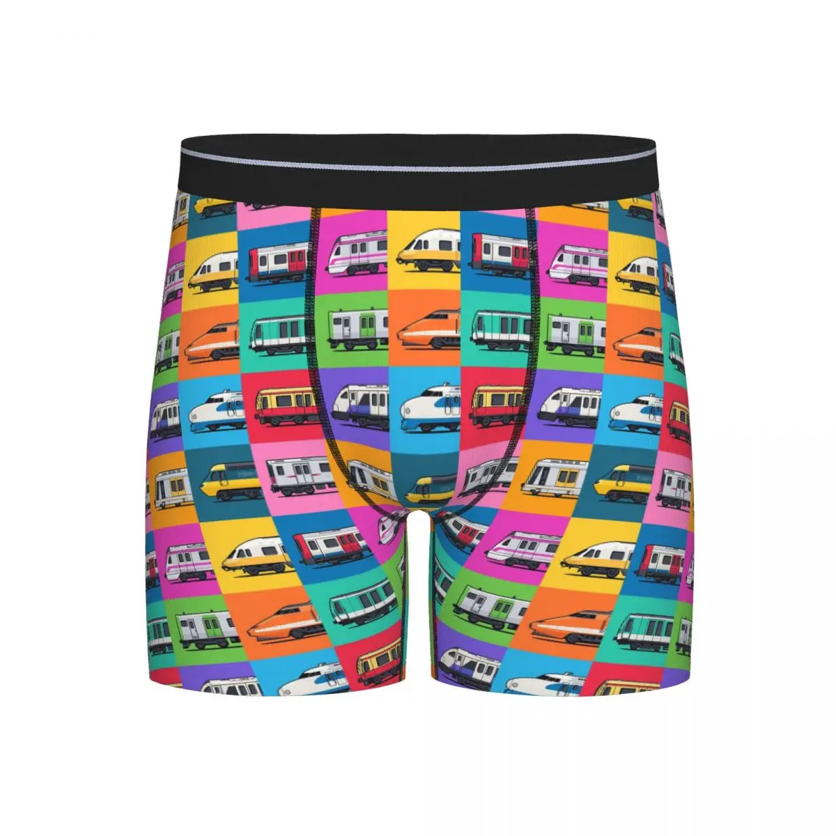 

Long Boxer Underpants Shorts World Trains Grid Pattern Panties Men Soft Underwear for Homme Man Boyfriend Gifts