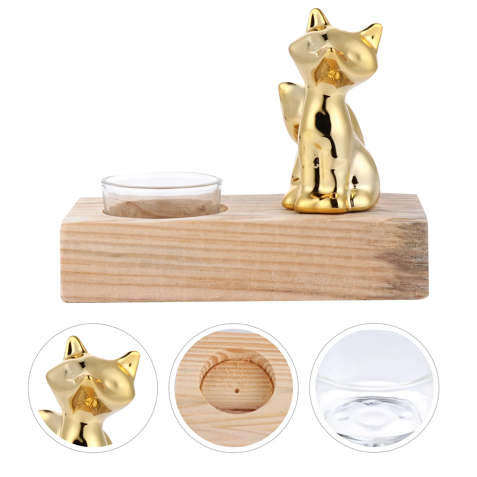 

1 set 1 Set Wooden Stand For Home Decor Creative Christmas Candlestick Glass Design Easy Clean Adorable Ornament Gift