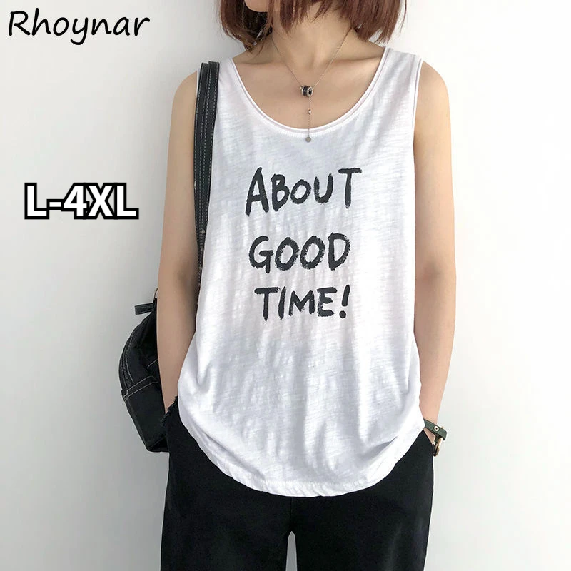 

Tanks Women Letter Design Loose All-match 4 Colors Couple Leisure Basic Streetwear Vacation Stylish Tops Tender Ulzzang Cozy Ins