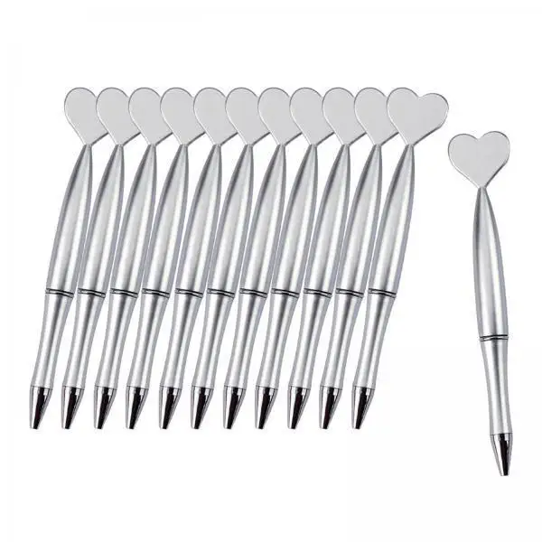 Heart Shaped Beadable Pen Black Ink Twist Ballpoint Cute Novelty Writing Pen Set for Classroom Office School