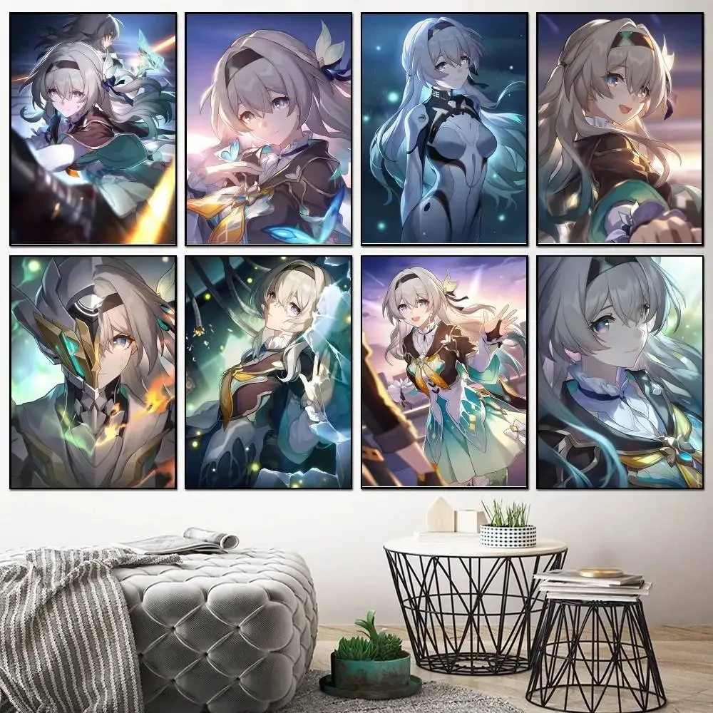 1pc Honkai Star Rail Firefly Anime Girl Poster  Print Waterproof Wall Art For Living Room Bedroom Home Decor
