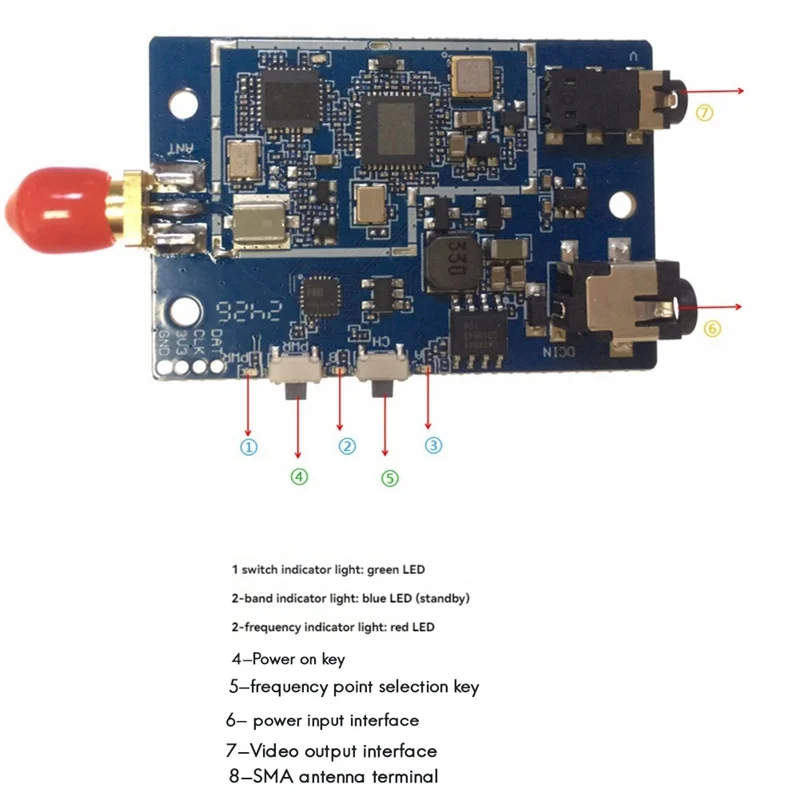 1.2G 9 チャンネル VRX レシーバー FPV オーディオビデオレシーバー AV インターフェース出力付き RC FPV ドローン飛行機用