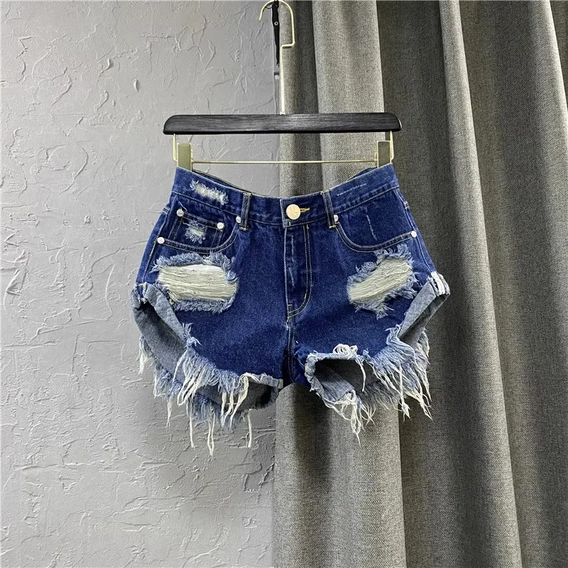 Black Denim Shorts Women's Vintage Edges Jeans Shorts Ladies New Summer Korean Low-rise Hot Sale Pants Straight Jean Femme Q549