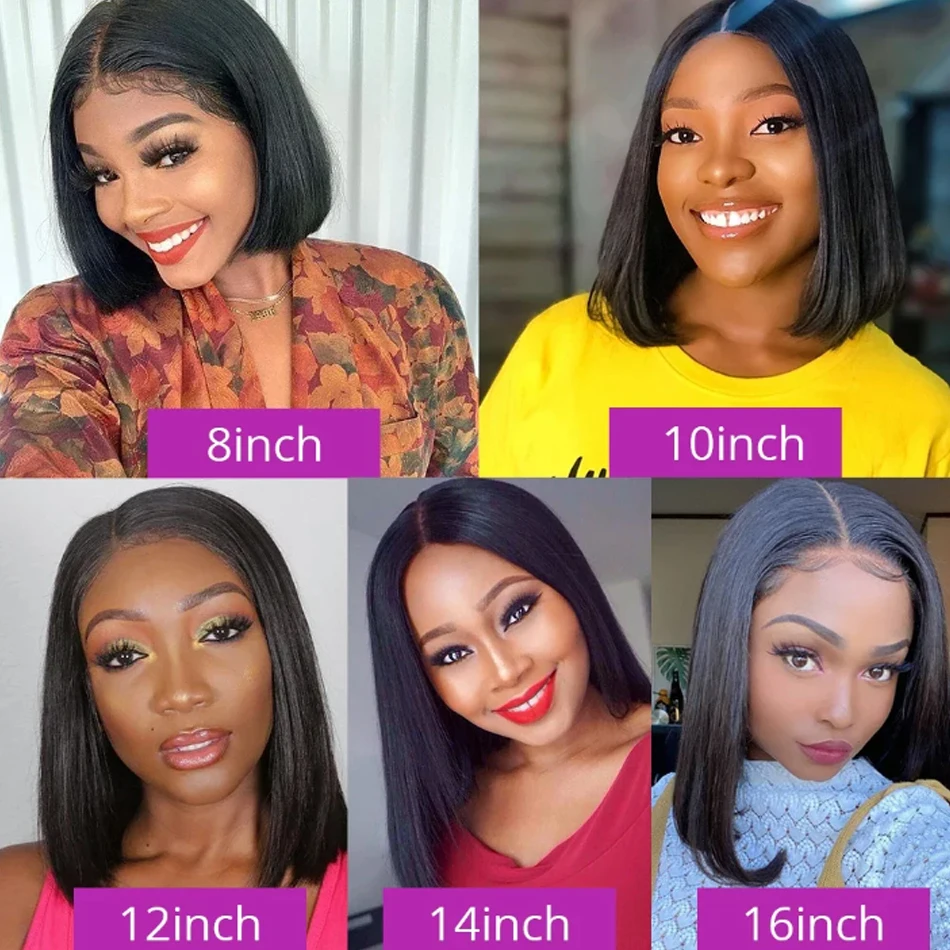 Wear And Go Straight Short Bob Wigs Human Hair Glueless Lace Frontal Human Hair Wigs Brazilian 13x4 Ready To Wear Wigs For Women