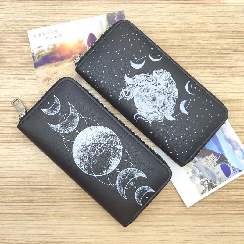 New Women\'s Wallet Moon Goddess Printing Long Zipper Purse Fashion Simple Large Capacity Mobile Phone Coin Purse Card Holder