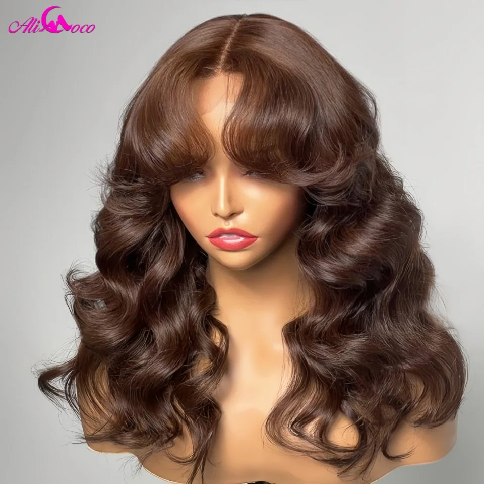 

Brown Body Wave Bob Wig Human Hair 13x4 Lace Front Bob Human Hair Wig Pre Plucked 180 Density for Women