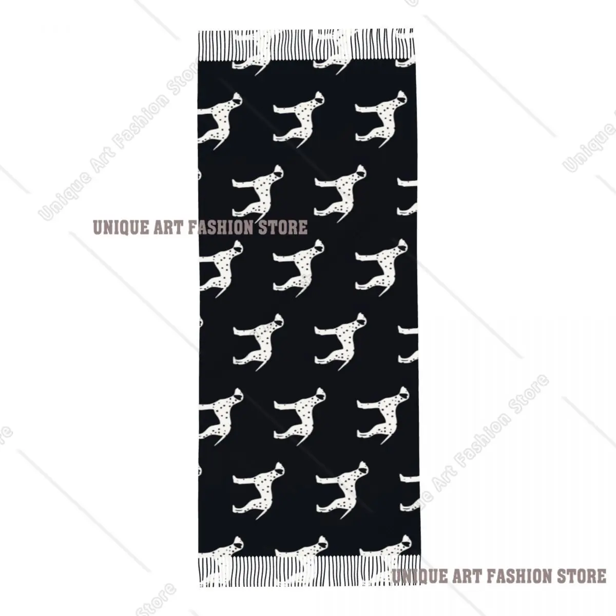 女性のタッセルスカーフダルメシアン犬動物愛好家ロングソフト暖かいショールとラップかわいい漫画ギフトカシミヤスカーフ