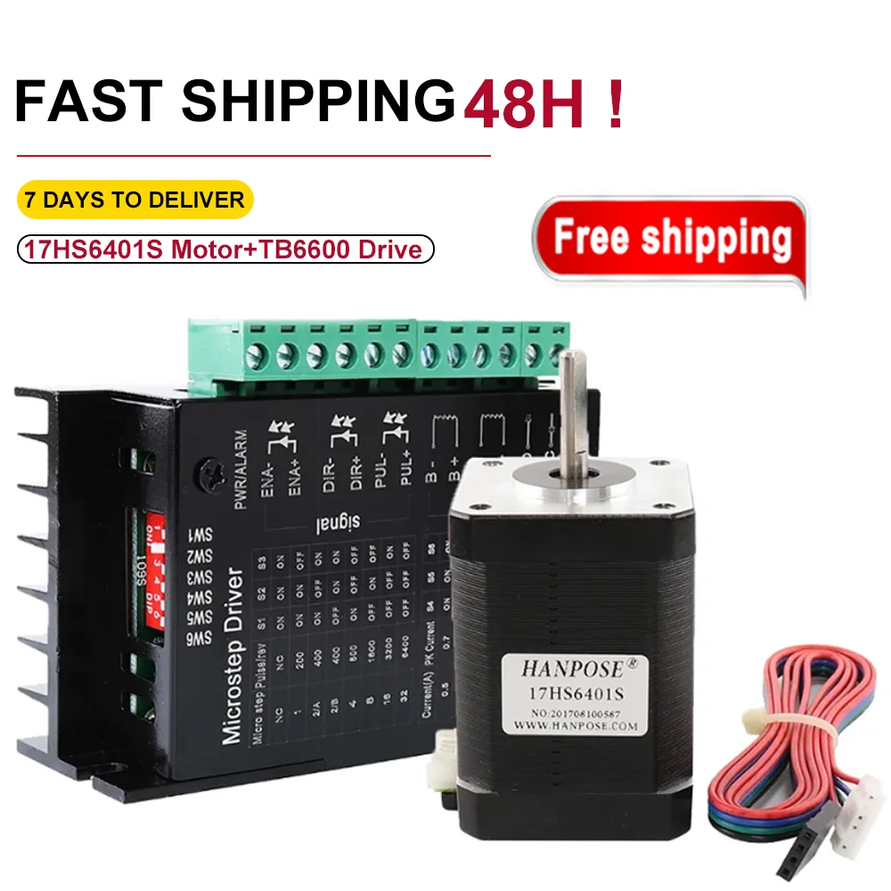 

Nema17 Stepper Motor 42 motor 70n.cm 1.7A (17HS6401S) with TB6600 stepper motor driver 3D printer 4-lead For CNC 3D printer