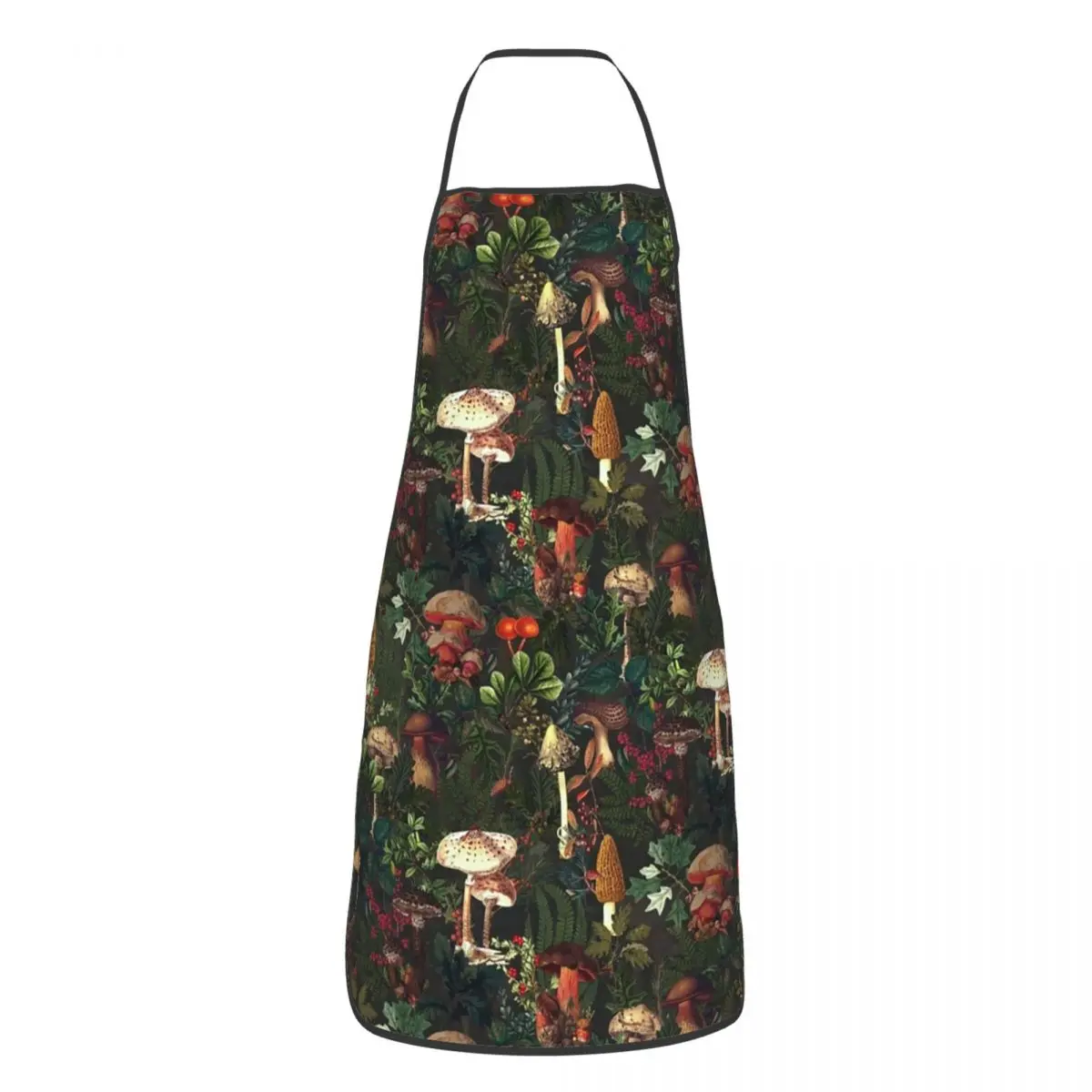 Unisex Vintage Night Mushrooms Apron Adult Women Men Chef Tablier Cuisine for Cooking Kitchen Botanical Forest Garden Painting