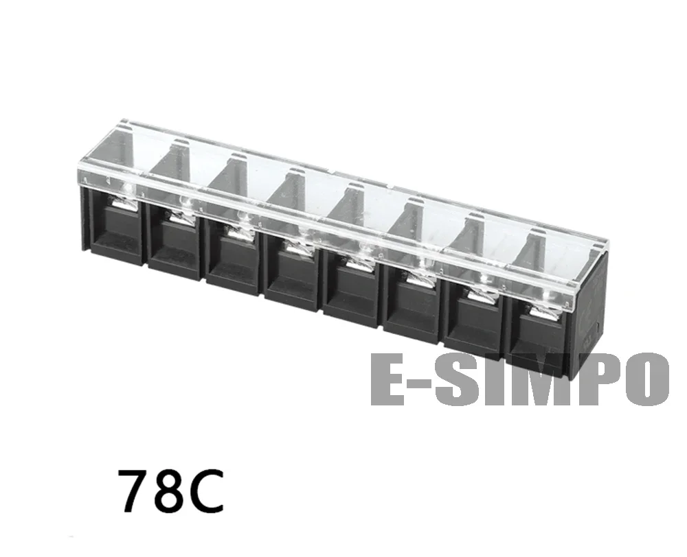 

20pcs Barrier Terminal Block 78C 13mm Pitch 600V30A 18-10AWG with Plastic Cover,Center Pin, Without Mounting Ears