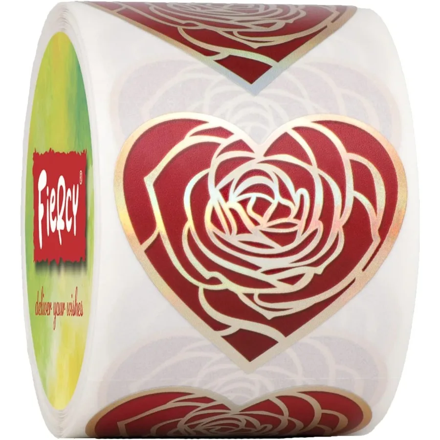 

Наклейки в форме розы в форме сердца, рулон 1,5 ih, самоклеящиеся этикетки в форме сердца для персонала и бизнеса, свадебные наклейки для сувениров, наклейка «Любовь»