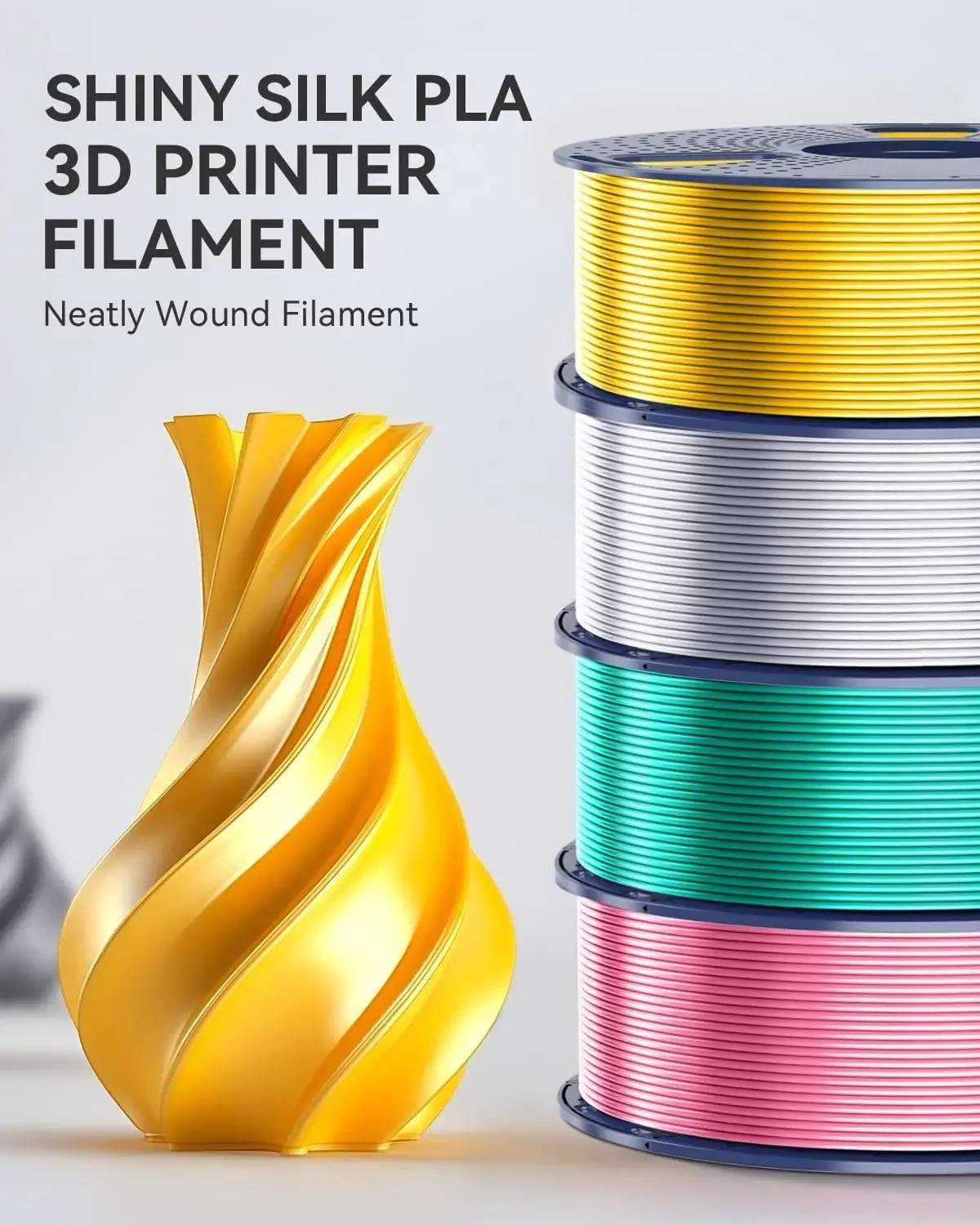 SUNLU Silk PLA PLUS Filament 3D 1,75 mm Wielokolorowy, Wysoki Połysk, Gładka Jedwabista Powierzchnia, PLA Silk do Większości Drukarek 3D FDM, 3 kg — zdjęcie produktu 4