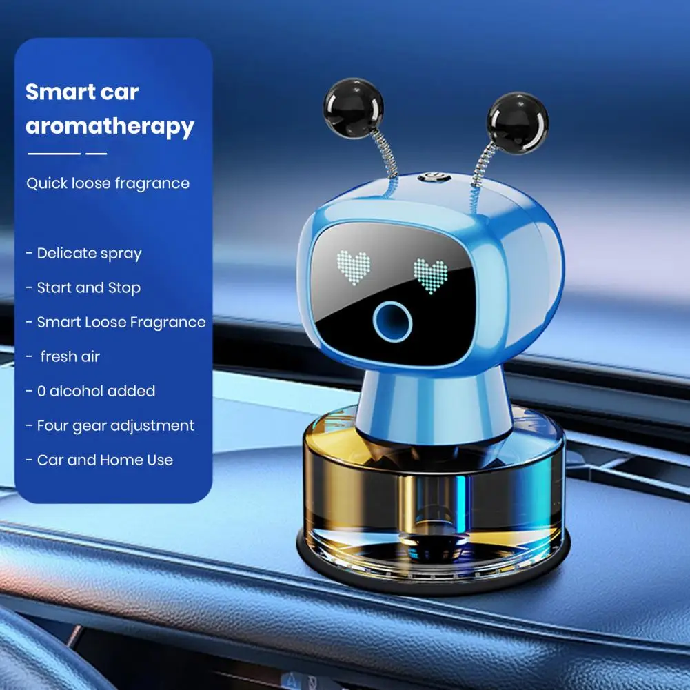 Robot-Shaped Smart Car Air Freshener Aromatherapy 3 Modes Adjustable Long-Lasting Fragrance Essential Oil Diffuser Car Supplies