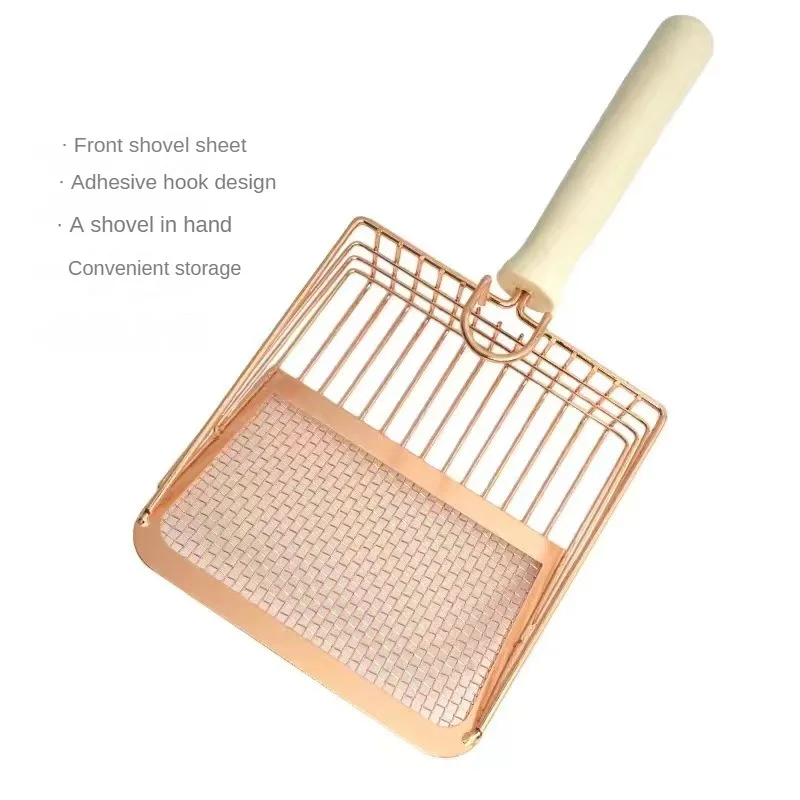 Cat Litter Shovel With Wooden Handle And Stainless Steel 2-in-1. Cat Litter Shovel With fine Hole And Large Hole