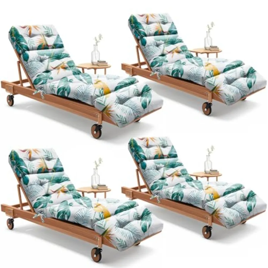 Paquete de 4 cojines para sillón de exterior, 75,1x2,8x4,7 pulgadas, 100% de algodón de repuesto impermeable, sillón para piscina y Patio