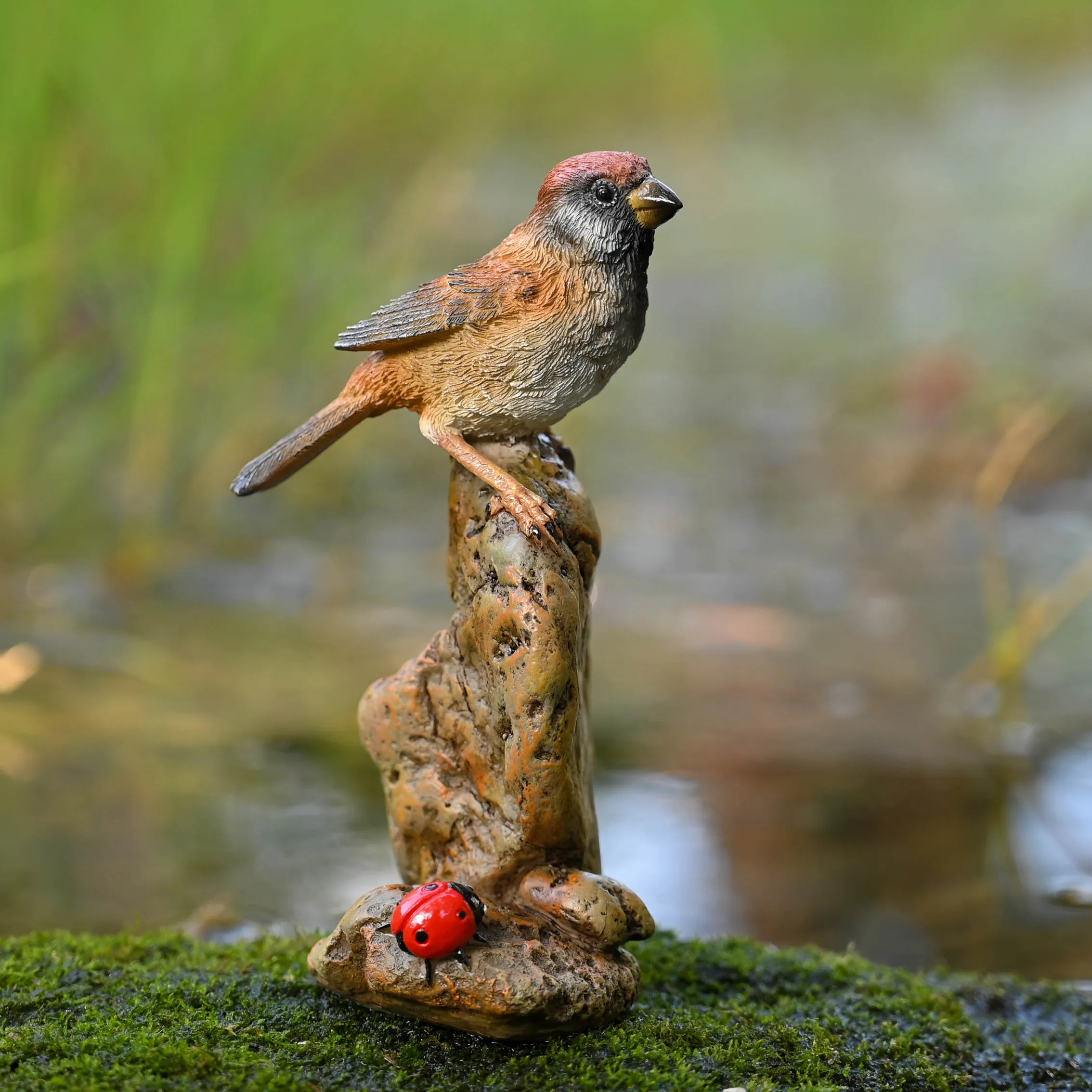 Realistic Resin Sparrow Kingfisher Swallow Red Bird Figurine Garden Yard Bonsai Landscape Decor Ornament Creative Gift For Patio