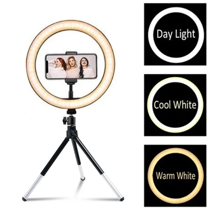 LED Selfie Ring Light Photography Video Light 33cm RingLight with Phone Stand Tripod Fill Light Dimmable Lamp Trepied Streaming