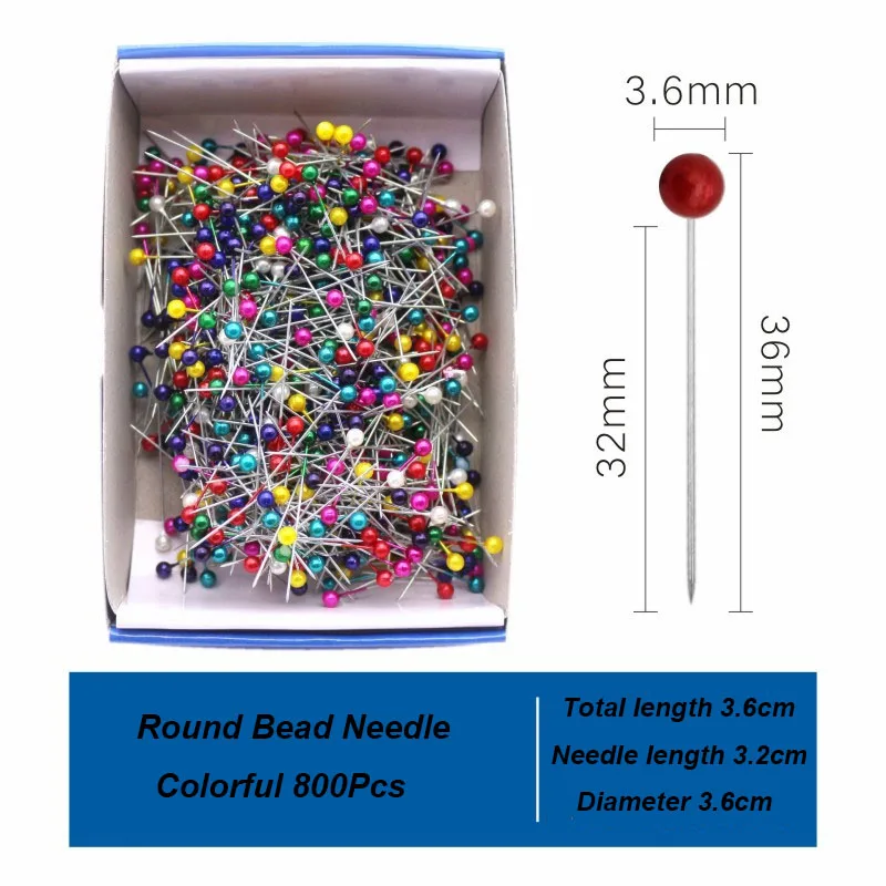 800Pcs/Box Loose Pearl Needle Positioning Needle Colored White Pin Bead Needle for Decorative Fixed Sewing