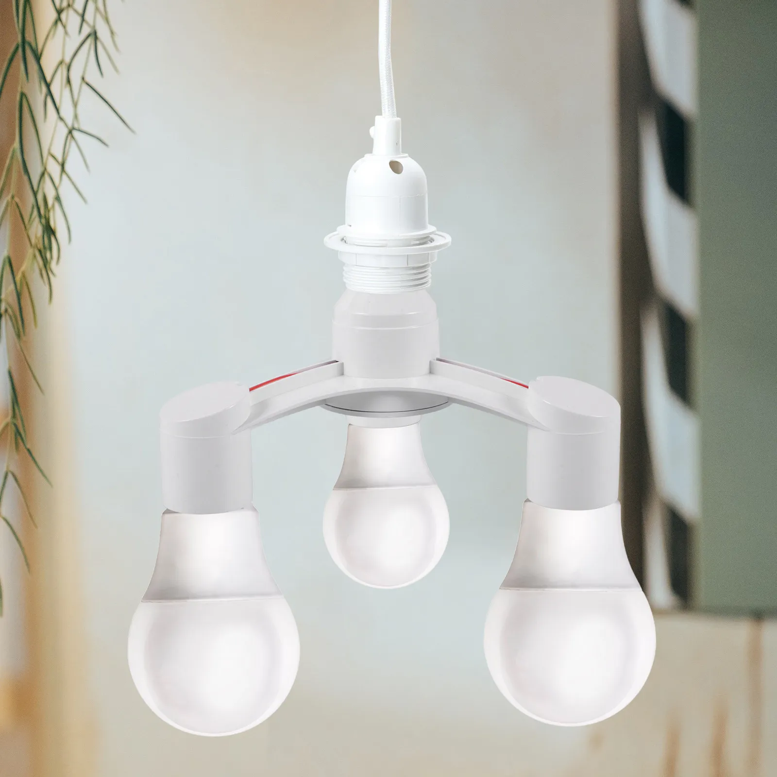 E27 to 3-Way Light Socket Splitter Heavy-Duty Pbt Outer Shell Quick Install Lamp Socket Converter for Hallway Conference Room
