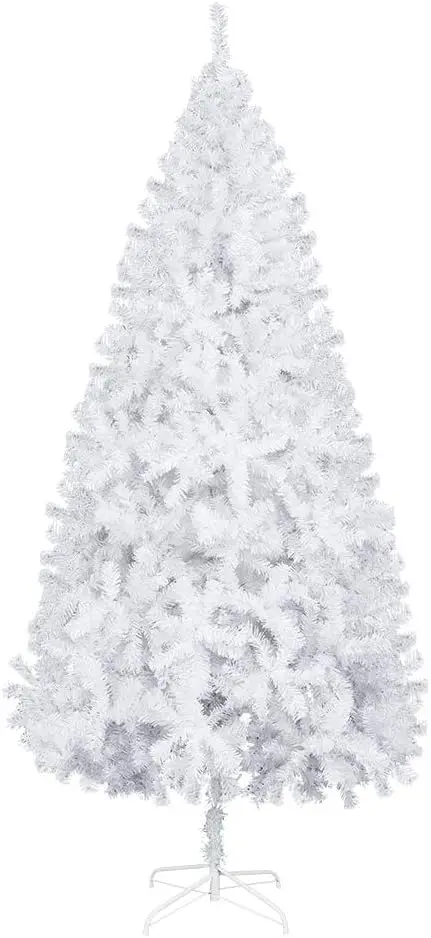 

9ft White Christmas Tree, Artificial Christmas Tree w/ 2000 Branch Tips, Large Xmas Tree Holiday Party Decorations