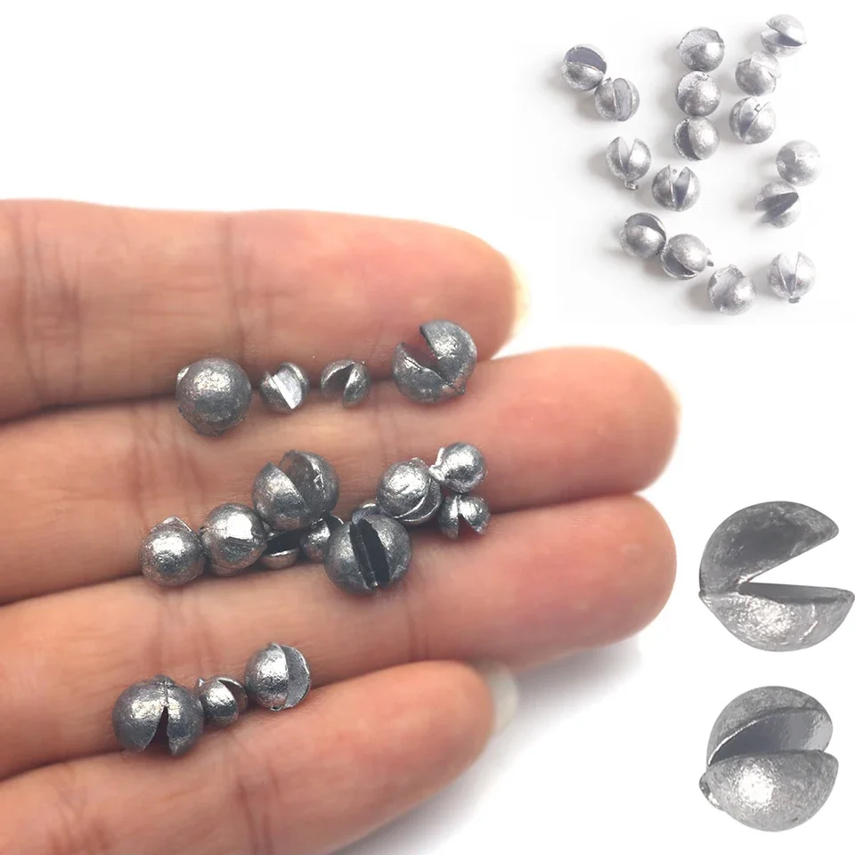 

50pcs/100pcs Open Bite Lead Sinkers Split Shots Sinker Fishing Weights 0.2-2.1g 11 sizes Plumb Bob Auxiliary Fishing Tackle