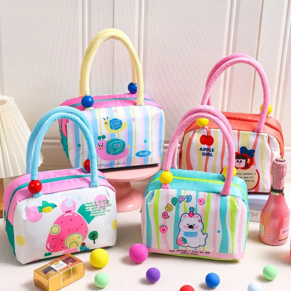 Cartoon Print Insulated Lunch Bag Aluminum Foil Large Capacity Outdoor Picnic Bag Portable Fresh-Keeping Students Lunchbox Bag