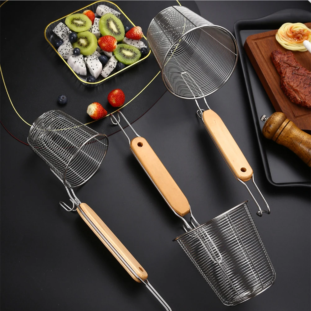 

Stainless Steel Noodle Strainer Basket Premium Quality Kitchen Tool Pasta Boiling Spider Drainer Rust Proof