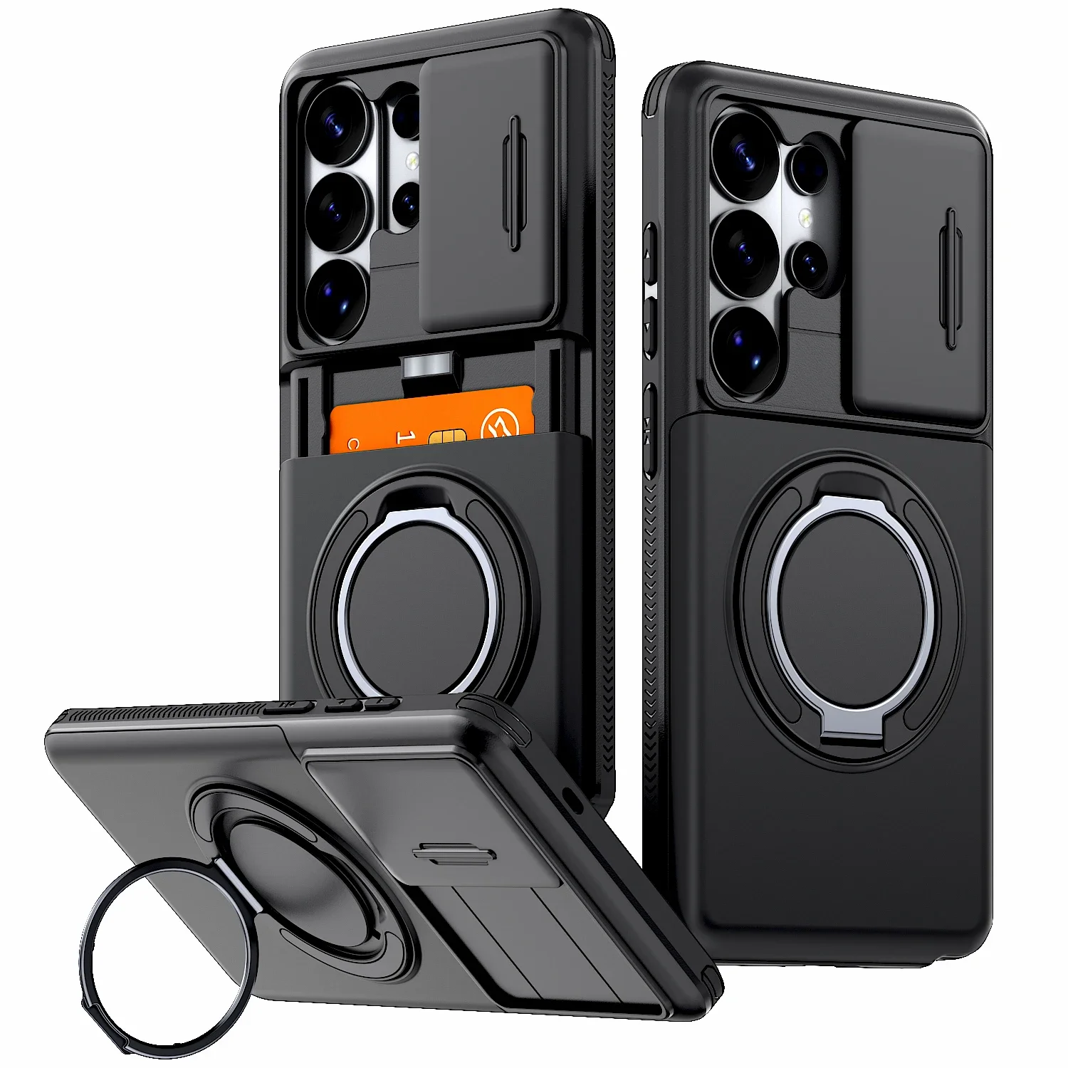 Robuste Anti-Fall-Handyhülle für Samsung Galaxy S26 FE S25 S24 Plus S23 S22 Ultra mit Magnetringhalter und Brieftaschenfunktion – Detail 1
