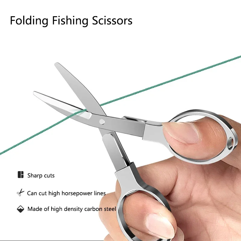 Portable Multi-function Folding Scissors Carbon Steel Fishing Line Cutting Tool Mini Tackle Supply Needlework 8-figure Scissors