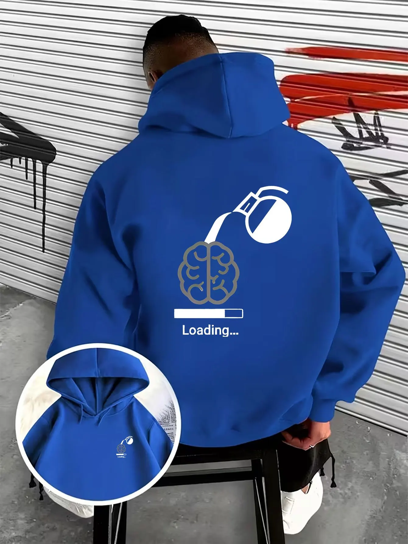 Creative double-sided printed pattern men's drawstring hoodie, a fun and versatile everyday hoodie perfect for commuting.