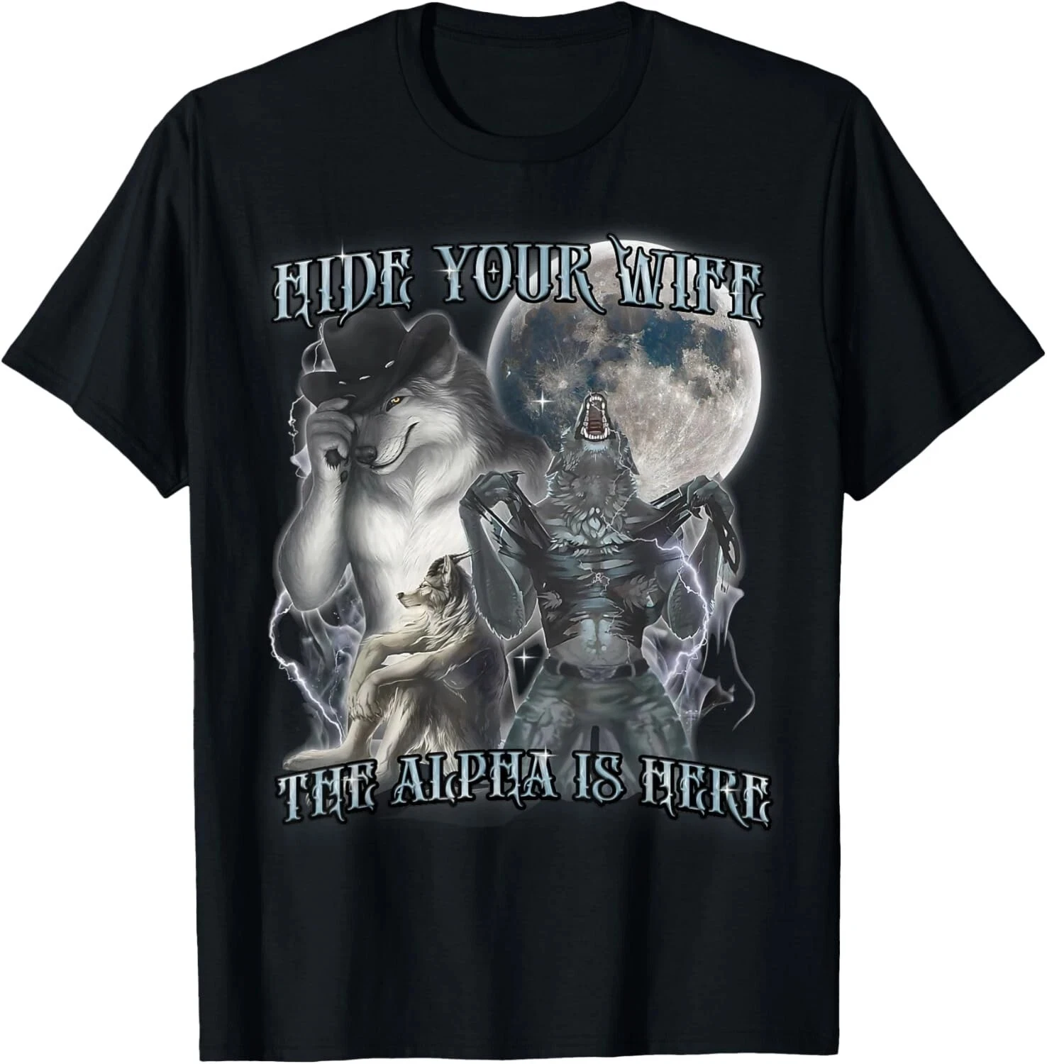 

Ретро спрятанная твоя жена, альфа здесь, забавный волк, мем, мужская футболка, футболки, топы, унисекс, хлопок, с коротким рукавом, уличная мода