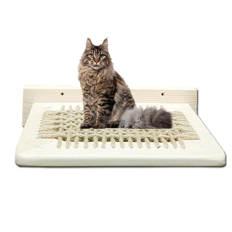 Wall Mounted Cat Hammock Sisal Rope Cat Bed Scratching Post Cat Tree Tower House Kitten Toy Scratcher Cats Climb Platform Frame