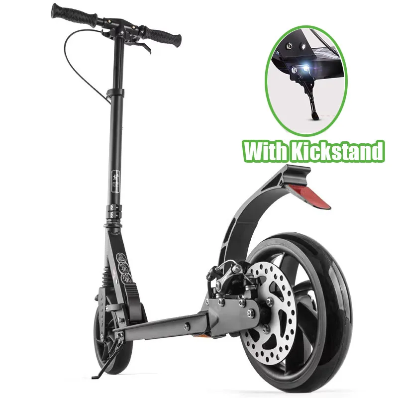 Fold Double Brake System Scooter With Disk Brake And Kickstand