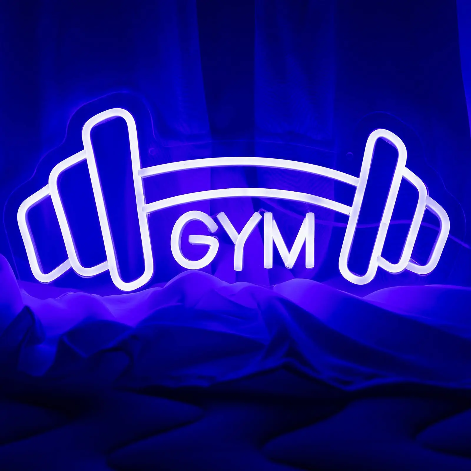 Imagem -02 - Led Neon Gym Night Light Barbell Luminoso Haltere Atmosfera Luminosa Luz de Decoração Quarto Festa Bar Adereços Brilhantes Carta Styling Lamp