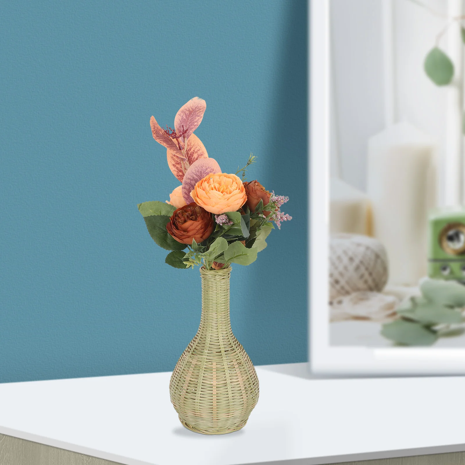 

Bamboo Vase Style Flower Basket Woven Container Plant Basket Woven Flower Container Home Decor Smooth Surface Easy Clean